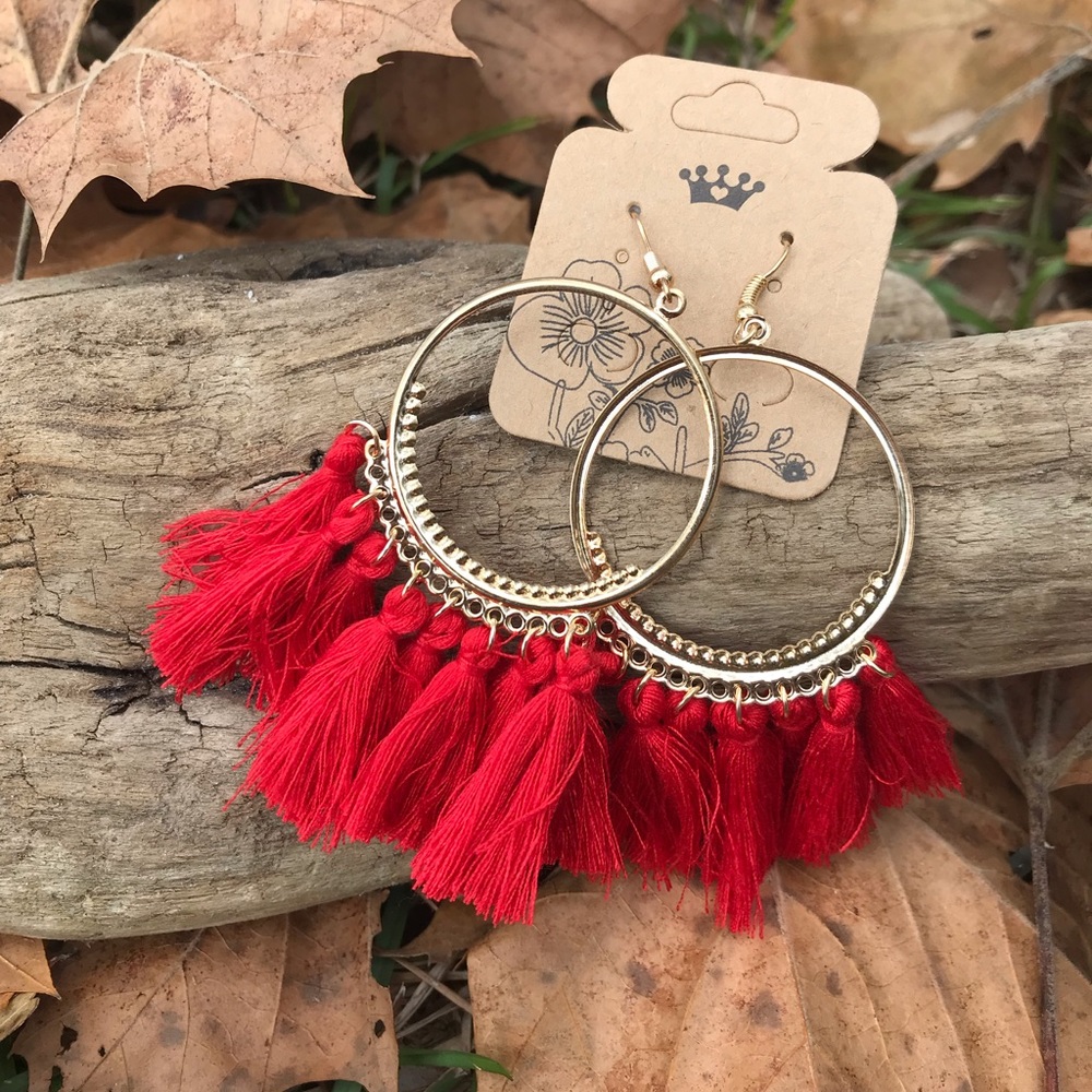 New Red and Gold Tassel earrings.